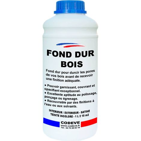 Codève Bois – Fond dur pour bois 1 L – Durcisseur pour bois dur et teck – Renforce la surface et stabilise les fibres – Application facile en 2 passes