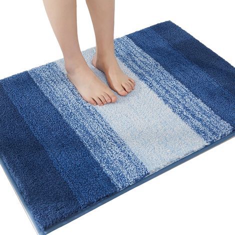 Tappetino antiscivolo per vasca da bagno 40x60cm - Blu - Assorbente e lavabile - Extra morbido - Bagno (1/5)