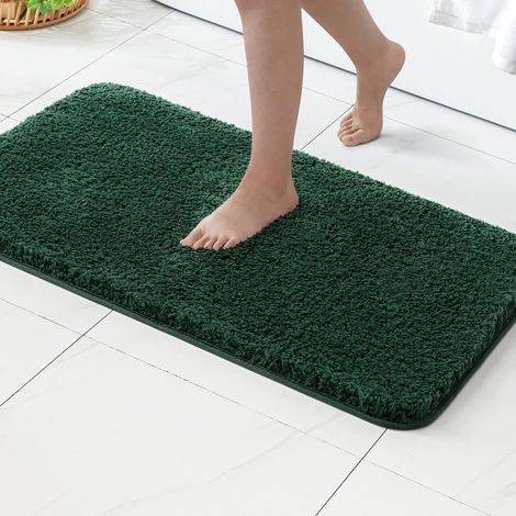 Tapis Salle de Bain 1 Pièce Absorbant Super Doux Vert Foncé 40x60cm (1/4)