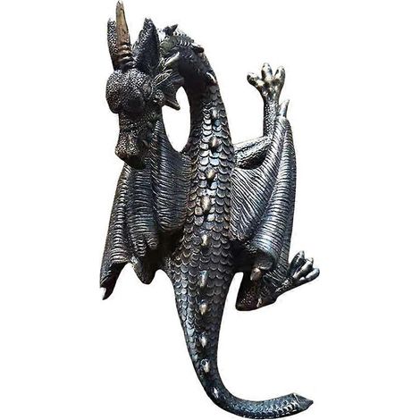 Tête et queue de dragon volant en bronze, pendentif de jardin, décoration d'intérieur, ornement en résine. (1/5)