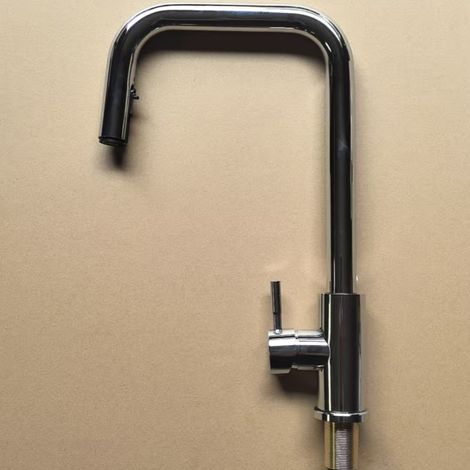 304 Stainless Steel Hot and Cold Concealed Pull-Out Faucet for Household Kitchen Sinks and Dishwashers - Electroplated Flat Tee