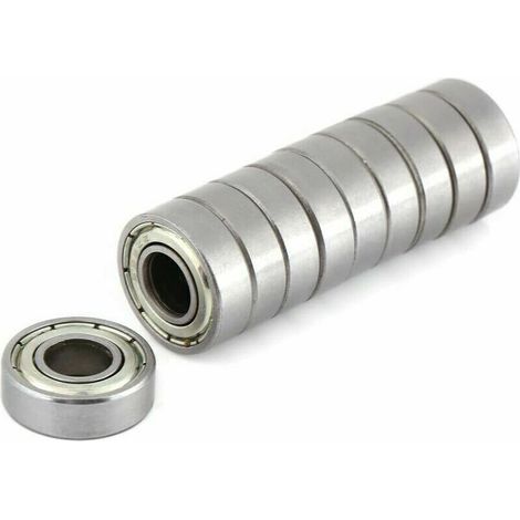 Satz von 10 Mini-Hitzebeständigen Kugellagern mit Flansch, abgedichtet, aus robustem Stahl, Abmessungen 698ZZ 8x19x6mm. (1/4)