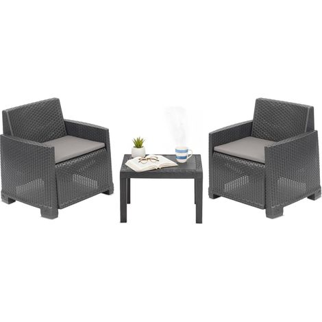Rosta Outdoor-Sitzgruppe, 2-Sitzer Gartenlounge, Schwarz