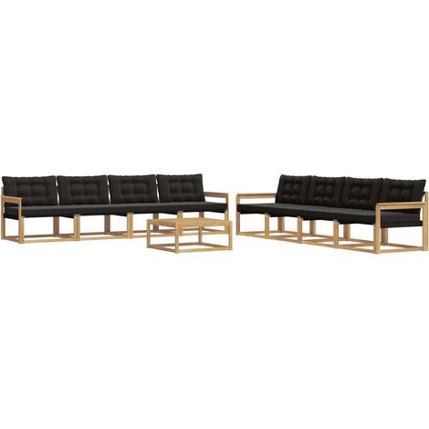 Set di divani da esterno 9 pcs Bianco e Nero 79 x 79 x 37 cm vidaXL (1/5)