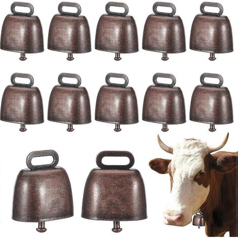 Lot de 12 cloches ovales en métal style rustique vintage pour vaches moutons ferme et agriculteurs (1/5)
