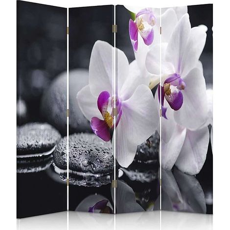 Paravent Zen Design: Élégance & Sérénité en 4 Panneaux - 145 x 180 cm - 1 face déco, 1 face noir