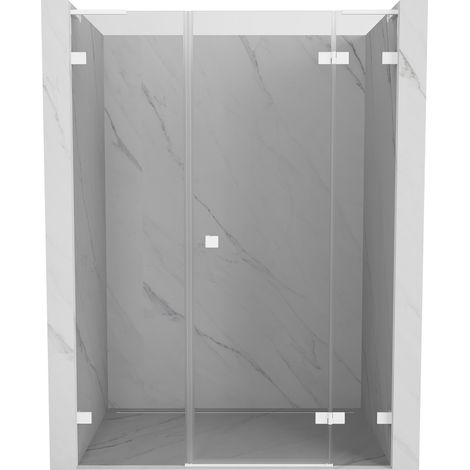 Mexen Lunar L porte de douche battante droite 160 cm, transparent, blanc - 834SL-160-050-20-00-P (1/5)