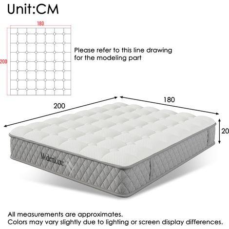 Matelas orthopédique mousse froide 180x200 cm 7 zones ressorts encastrés,dureté H3 hauteur 20 cm,4 poignées livré sous vide certifié.