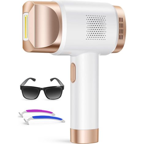 3-in-1 IPL hair removal device, laser hair removal device with 9 energy levels, automatic gliding mode, 999,900 flashes, IPL laser hair removal for facial, leg, and body.