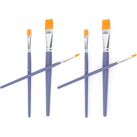 Ensemble de 6 pinceaux en nylon et laine à pointe plate pour aquarelle et acrylique. Outils pour les arts.