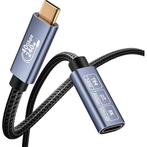 m USB-C-Verlängerungskabel, USB4-Nylonkabel mit 40 Gbit/s Datenübertragung, 8K @ 60 Hz Videoübertragung, 240 W PD3.1, für iPhone 17/16, iPad, MacBook, Dock, SSD (Thunderbolt-kompatibel) (1/5)