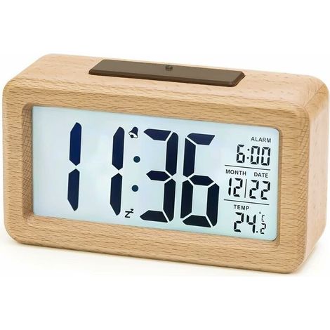 Réveil Numérique en Bois, aboveClock Réveil LED Horloge Digitale sans Tic-tac avec Affichage Date, Température, Fonction Snooze, Horloge Numérique Alimenté par Batterie, 3 Piles AAA Nécessaires,Guazhu (1/5)