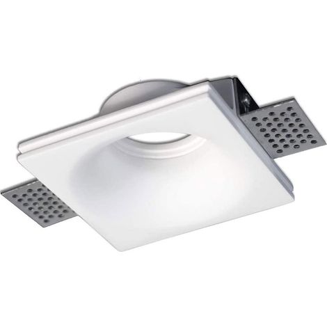 Portafaretto da incasso in gesso a scomparsa quadrato 100x100 mm supporto per faretti gu10 g5.3 foro 125x125 mm (1/3)