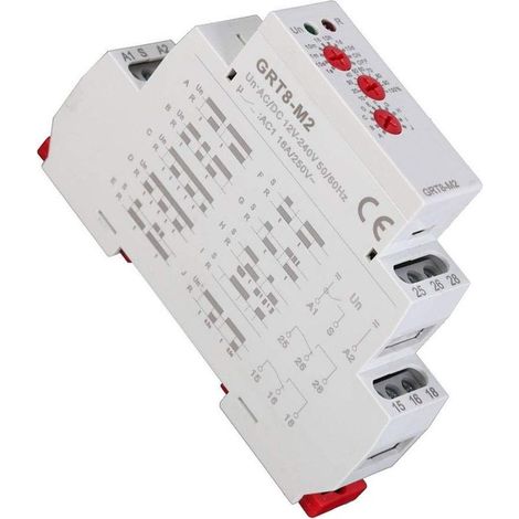 Relais Temporisé Multifonctionnel, Interrupteur à Relais temporisé GRT8-M2 AC / DC 12V-240V avec 10 Fonctions de Montage sur Rail DIN pour équipement Industriel, contrôle d'éclairage (1/5)
