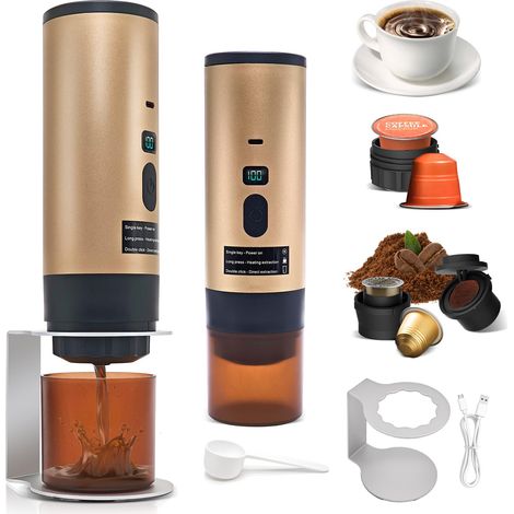 Machine à Café Portable, 3-en-1 Cafetière Nomade Chauffante Rapide, Sans Fil (1/5)