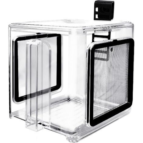 1 Acrylic Breeding Box, Stainless Steel Mesh Lid, Aquarium Tank for Fry, Shrimp, Clownfish (1/5)