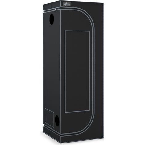 NovaGrove Growzelt 60x60x180cm, Growbox mit 1680D robuster & wasserdichter Außenschicht, Aluminium-Innenbeschichtung, mit Sichtfenster & Bodenwanne, A06 (Schwarz)