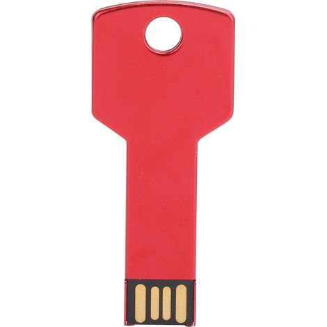 Clé USB 64Go en forme de clé, boîtier aluminium rouge, usage voiture et ordinateur, fournitures domestiques. (1/5)