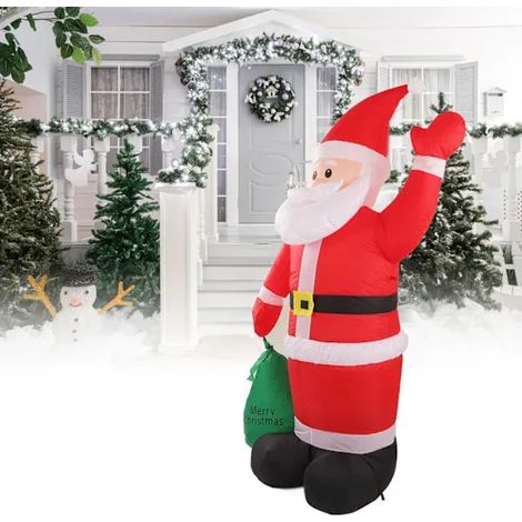 Décoration de Père Noël gonflable avec éclairage LED intégré, sac de Père Noël gonflable étanche pour jardin, fête de Noël, prise européenne 100-240 V (1/2)