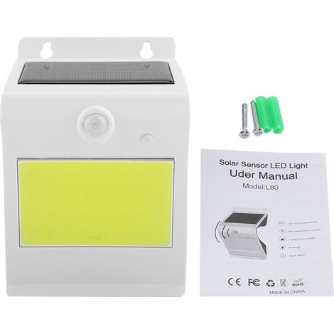 Applique murale LED COB à détecteur de mouvement, alimentée à l'énergie solaire et haute luminosité, pour jardin extérieur (1/5)