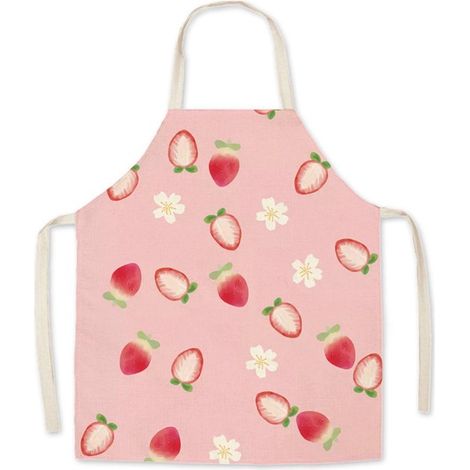 Grembiule da cucina per bambini, ideale per cucinare e preparare dolci, grazioso grembiule in lino con fantasia, adatto anche per cucinare, dipingere e fare giardinaggio, 68 x 55 cm (1/2)