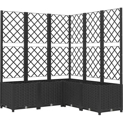 Maison Exclusive - Fioriera da Giardino con Graticcio Nero 120x120x136 cm in PP (1/5)