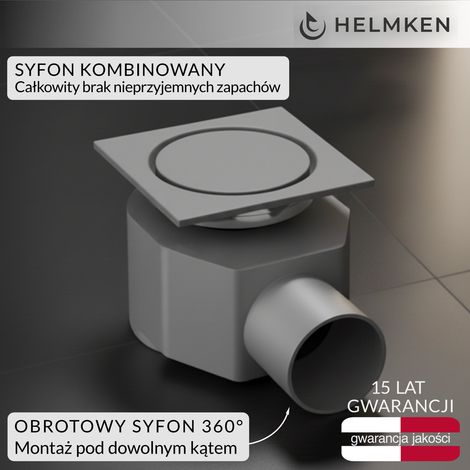 Desagüe puntual Helmken 37А4041H, 100 x 100 mm, cromado (1/5)
