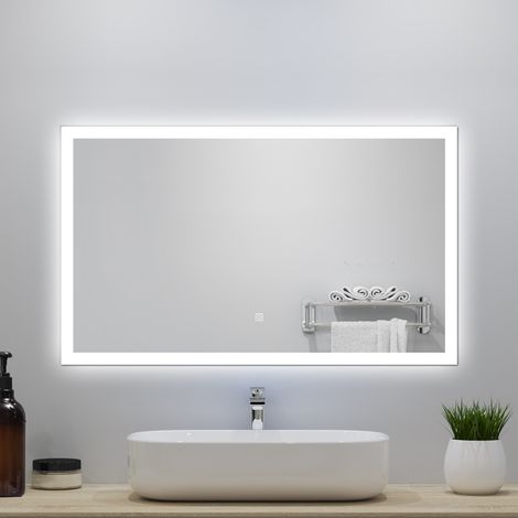 Specchio da bagno 100x60cm con LED, Antiappannamento,Memoria,IP44, Vetro HD (1/5)