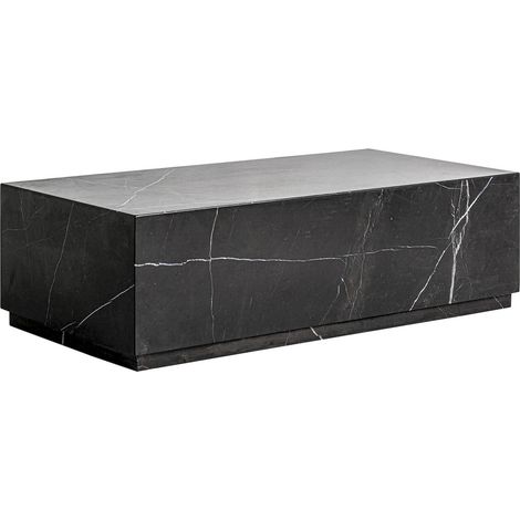 Table basse art déco en marbre noir finition marbrée élégante - Noir marbré effet pierre naturelle (1/5)