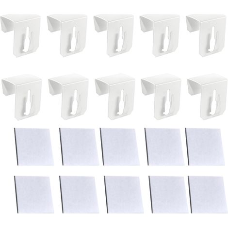 Lot de 10 crochets plats en S + 10 feuilles de feutre autocollantes pour clips de fenêtre, blanc, crochet en S en acier inoxydable, crochet de fenêtre (1/5)
