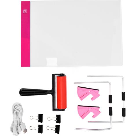 Panneau lumineux LED A4 réutilisable, planche à dessin réglable avec câble USB et supports pour peinture diamant (1/5)