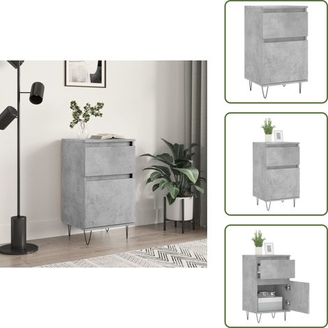 Buffet gris béton 40x35x70 cm bois d'ingénierie - Buffet - Armoire - Meuble De Rangement - Meuble TV - Commode (1/5)
