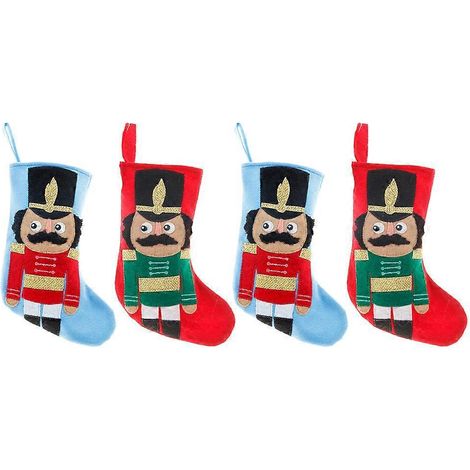 Lot de 4 décorations de chaussettes de Noël, pendentifs créatifs et sachets à bonbons.-20x14cm (1/3)