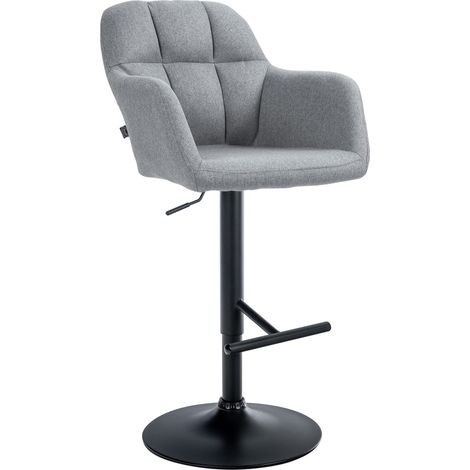 Sgabello da bar/seggiolone x1 con funzione girevole a 360° tessuto grigio con cuciture decorative base in metallo nero 100005280