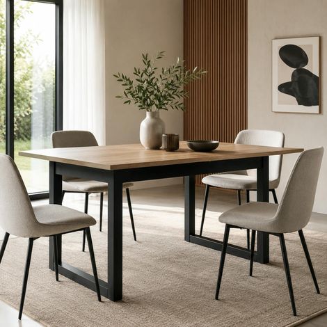 Table à manger extensible effet chêne grisé 160-200 cm ALVA (1/5)