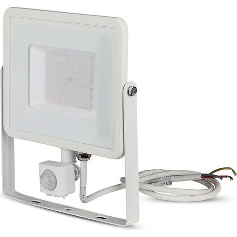 V-TAC PRO VT-50-S 50W LED flutlicht PIR sensor chip samsung SMD 3000K Ultra slim Weiß IP65 - SKU 466 (1/4)