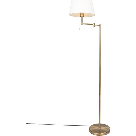 QAZQA + rústico Lámpara de pie clásica inteligente bronce con blanco incluida WiFi A60 - Ladas Fix Acero /Textil Alargada Adecuado para LED Max. 1 x 9 Watt