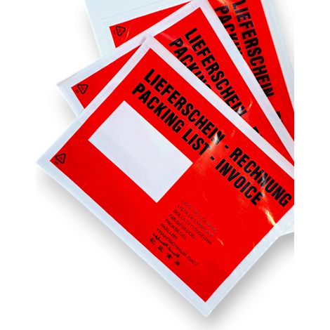 Adesivo sconto corriere C6 con stampa LIEFERSCHEIN/RECHNUNG, conf. da 100 pz.