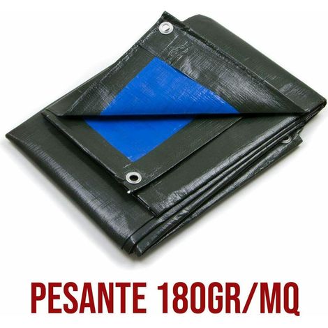Telo copritutto multiuso occhiellato telo protettivo verde blu impermeabile 180gr/mq 8x10 (1/3)