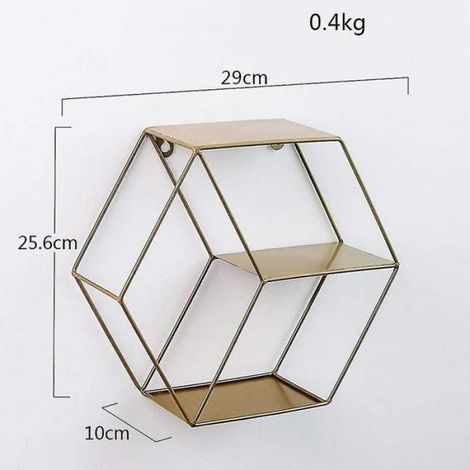 Étagères flottantes hexagonales en fil métallique à fixation murale pour rangement (1/3)