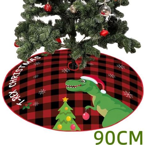 Weihnachtsbaumrock - Dinosaurier - Rot - 90 cm - Stoff und Plüsch - Wiederverwendbare Dekoration