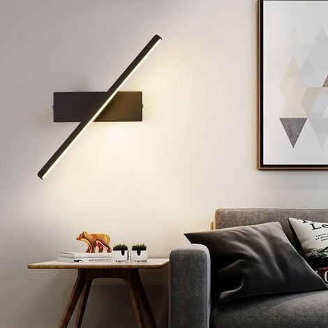 Lampe de chevet minimaliste nordique moderne et créative, applique murale rotative unique, lumière blanche, noir - 30 cm (1/5)