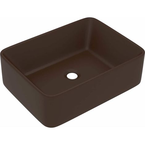 Lavabo vasque à poser Luxueux, Bac à laver, Marron foncé mat 41x30x12 cm Céramique OIB9216E (1/5)