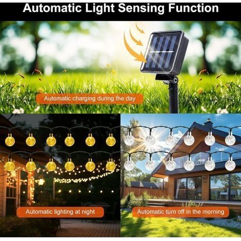 Solar-Lichterkette für den Außenbereich, 6 m, 40 LEDs, 8 Modi, IP44 wasserdicht (1/4)