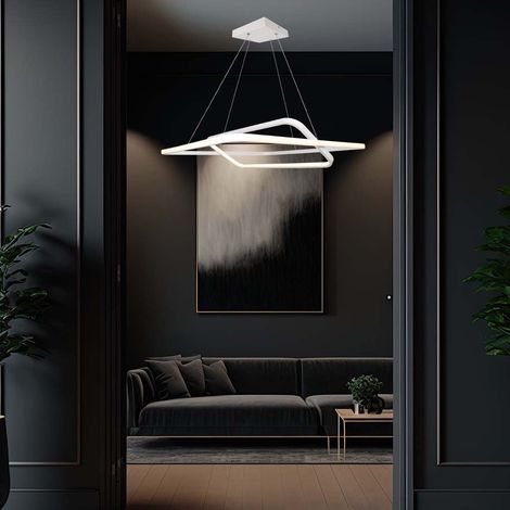 Lampadario LED a Sospensione 48W 5150lm Doppio Quadrato Incrociate Bianco 3000K Triac Dimmerabile SKU-14988 (1/5)
