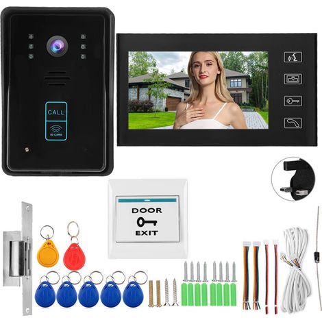 Visiophone filaire 7 pouces, carte de mot de passe, système d'accès à télécommande (1/5)