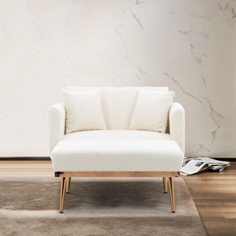 Fauteuil de relaxation 3 en 1 avec fonction lit, fauteuil de salon, fonction lit convertible, canapé-lit, pliable, réglable, blanc (1/5)