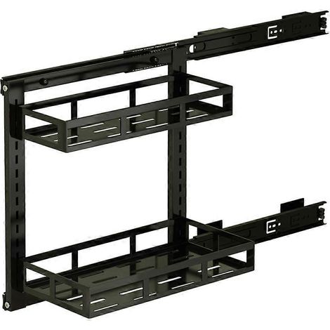 Étagère de rangement à deux niveaux de 30 cm pour évier de cuisine avec paniers coulissants, idéale pour l'organisation de la salle de bain. (1/5)