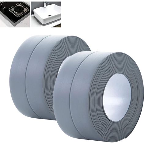 2 Pcs Joint Douche Adhesif,Bande Etancheite Baignoire,Joint Silicone,Le Imperméable, Résistant à Moisissure, Facile à Nettoyer,Pour les Douches, Les Coins, Les Fenêtres, Les Éviers de Cuisine ( (1/5)
