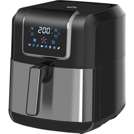 Friteuse à air chaud à double zone, 6,5 L, 1700 W, 2 compartiments, 8 programmes, affichage LED, revêtement antiadhésif, compatible avec les friteuses à huile, noire (1/5)
